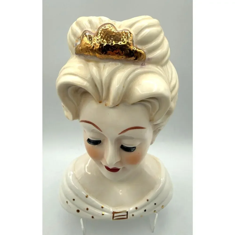 Vintage Princess Grace Porcelain Lady Head Vase-XL 10in